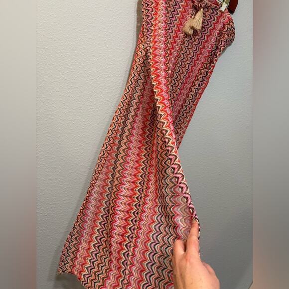 Becca Sundown Crochet Split Leg Swim Cover Up Pants Carrot Orange, Pink L - Picture 6 of 8